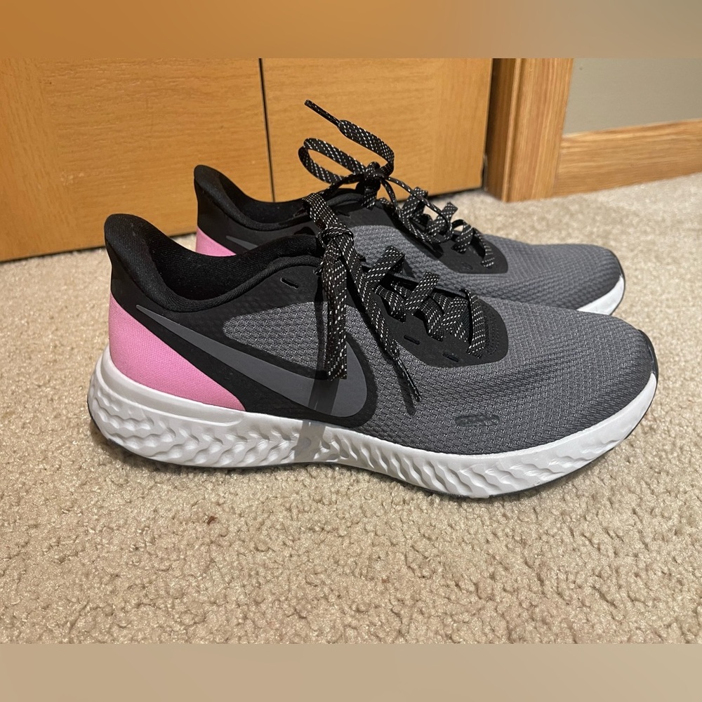 Women’s Nike Revolution Black and Pink Athletic Shoes